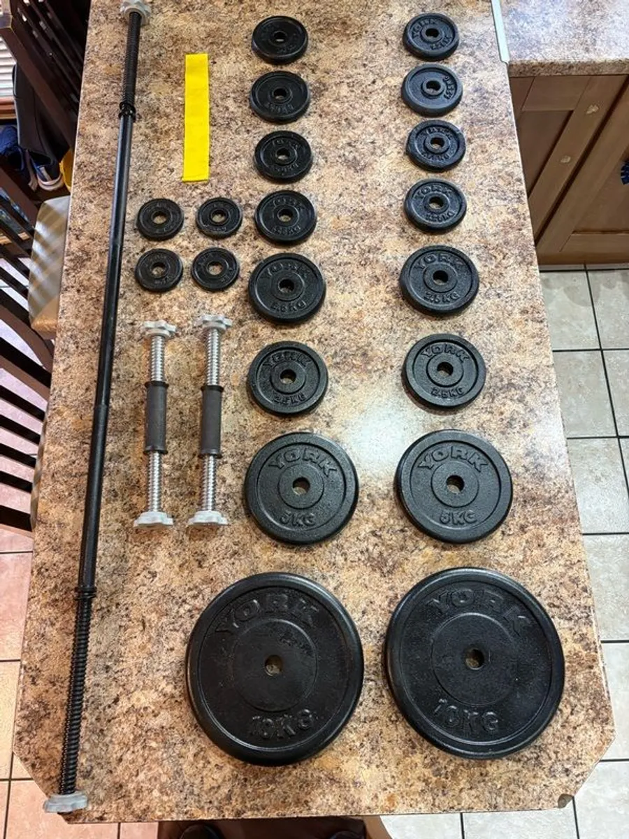 Good Metal Weights Set, Solid Metal Weights, Solid Metal Barbell, Solid Metal Dumbbells!! - Image 1
