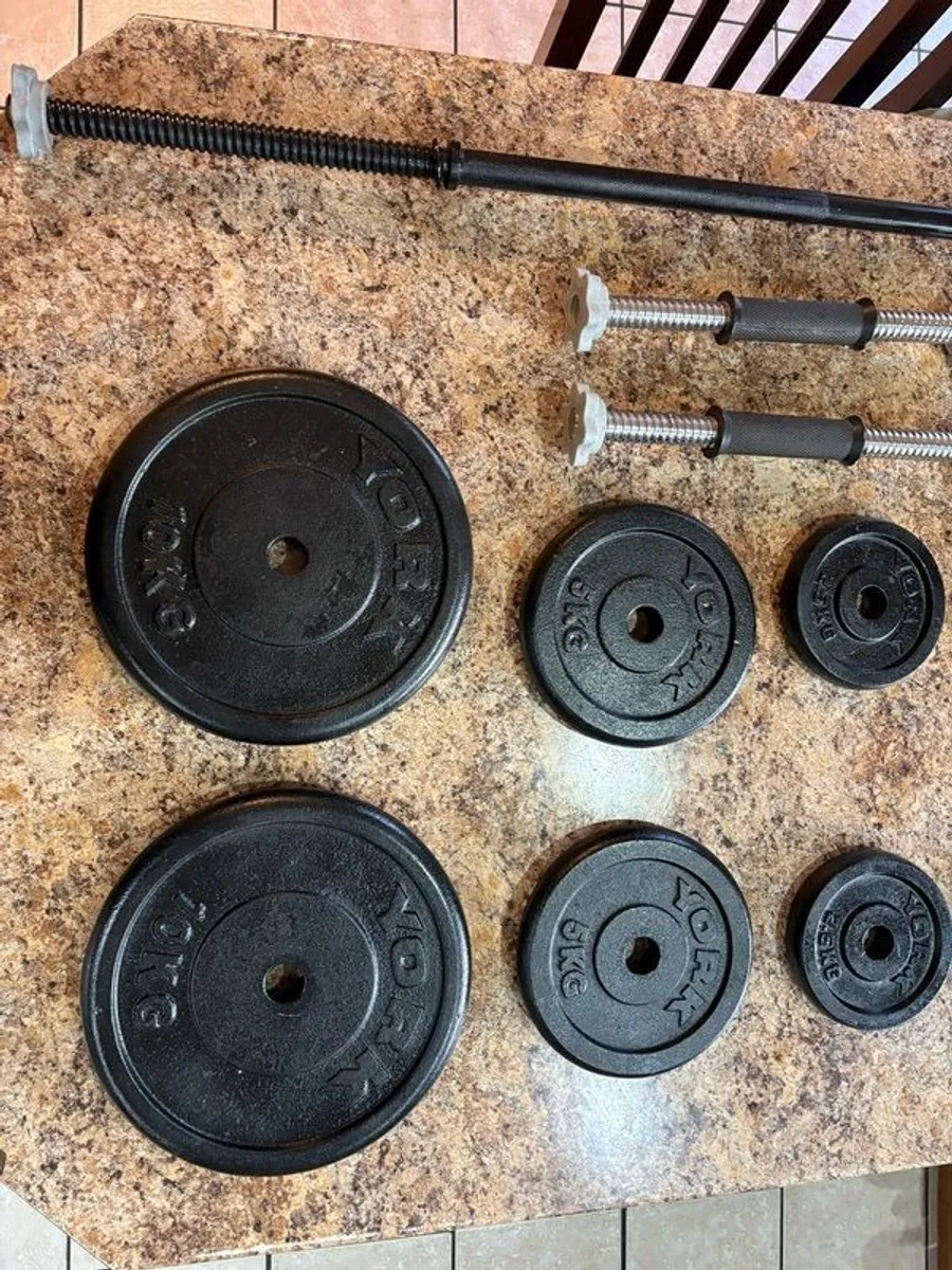 Good Metal Weights Set, Solid Metal Weights, Solid Metal Barbell, Solid Metal Dumbbells!! - Image 2