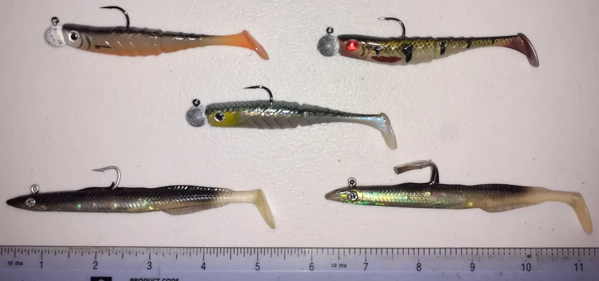 Rubber lures 5 no. salt water
