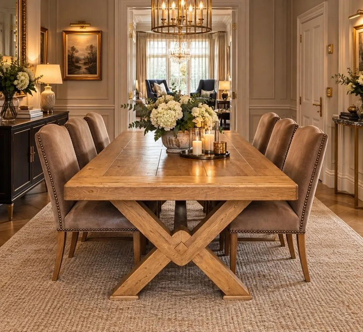 Large Solid Oak 8-Seater Dining Table - Image 2