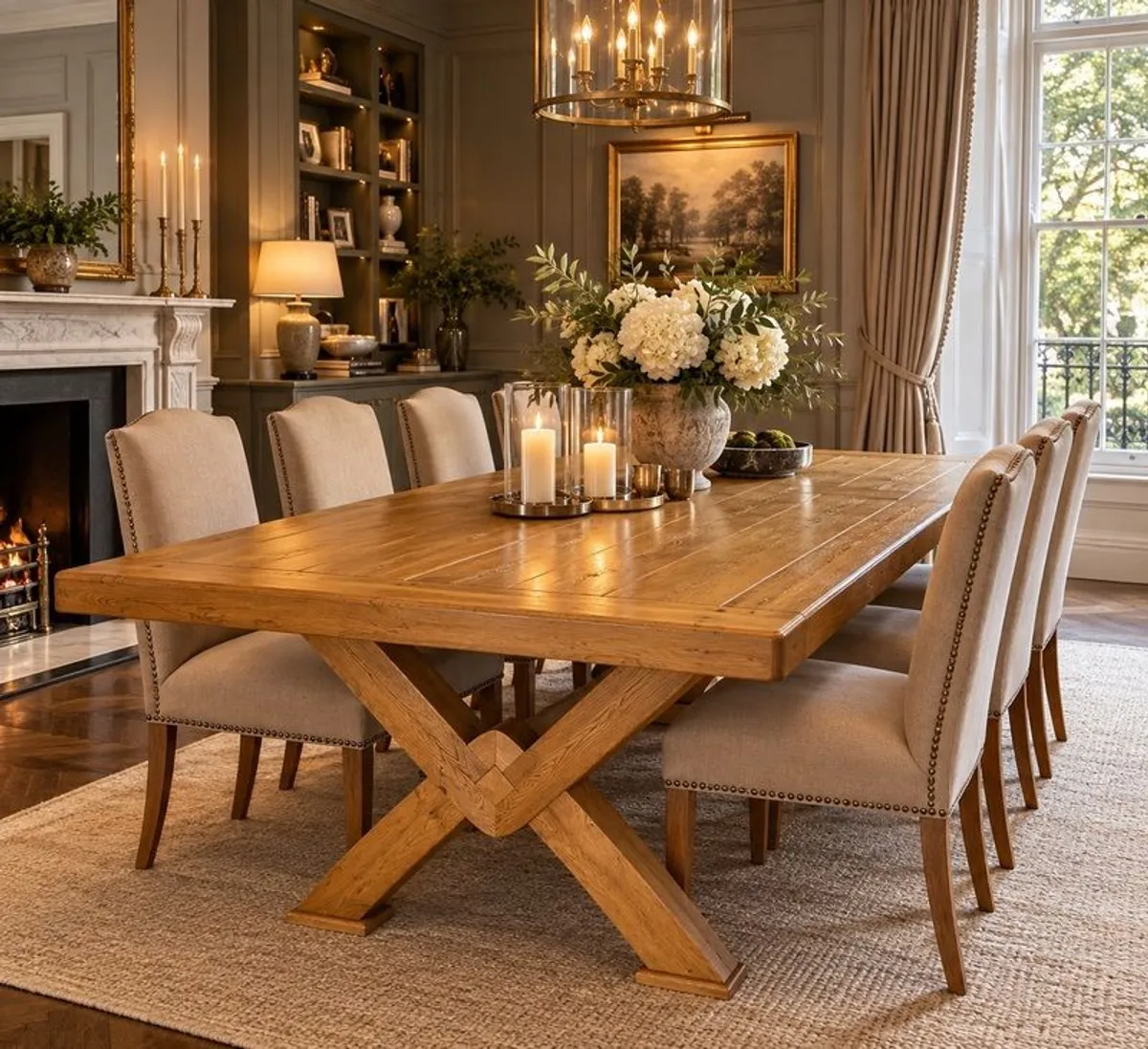 Large Solid Oak 8-Seater Dining Table - Image 3