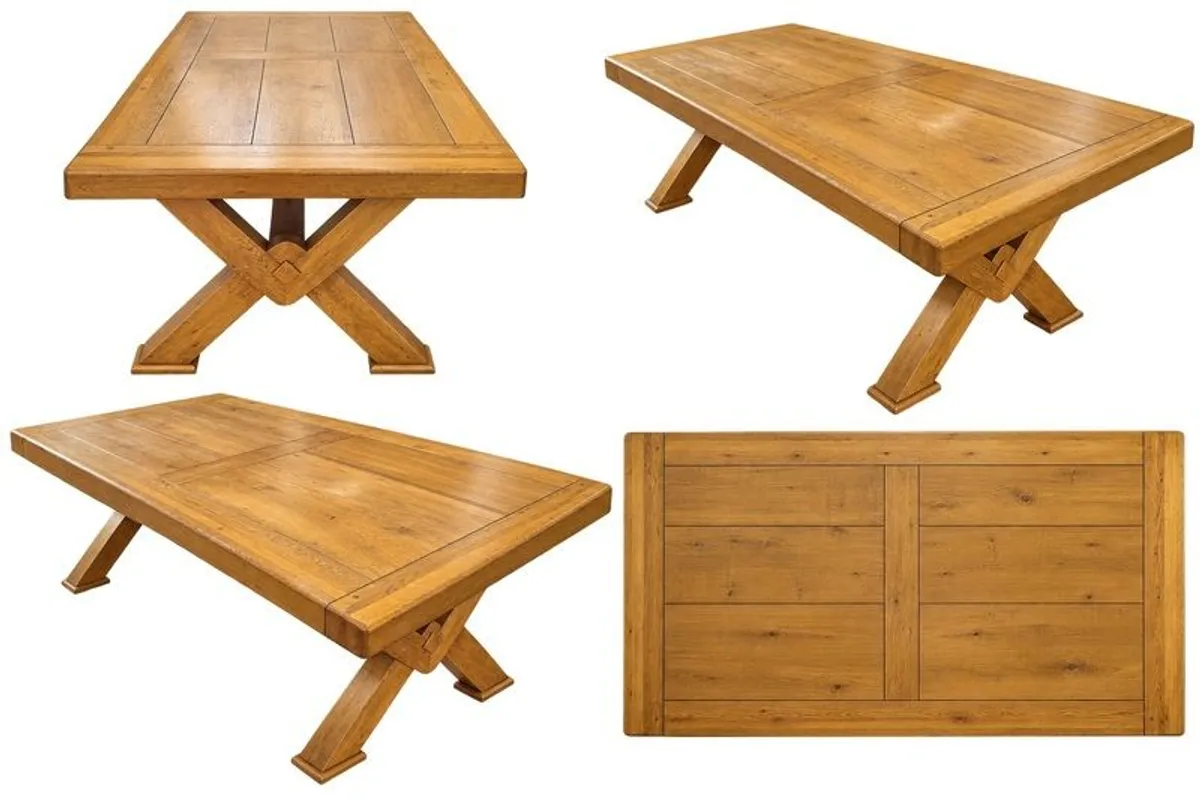 Large Solid Oak 8-Seater Dining Table - Image 4