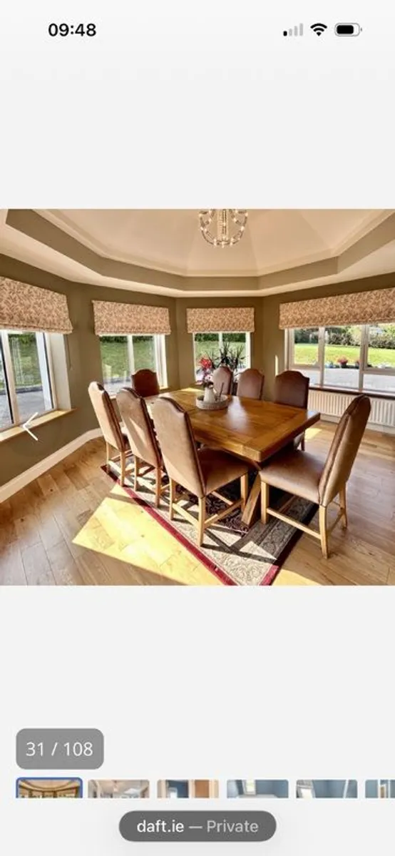 Large Solid Oak 8-Seater Dining Table - Image 3