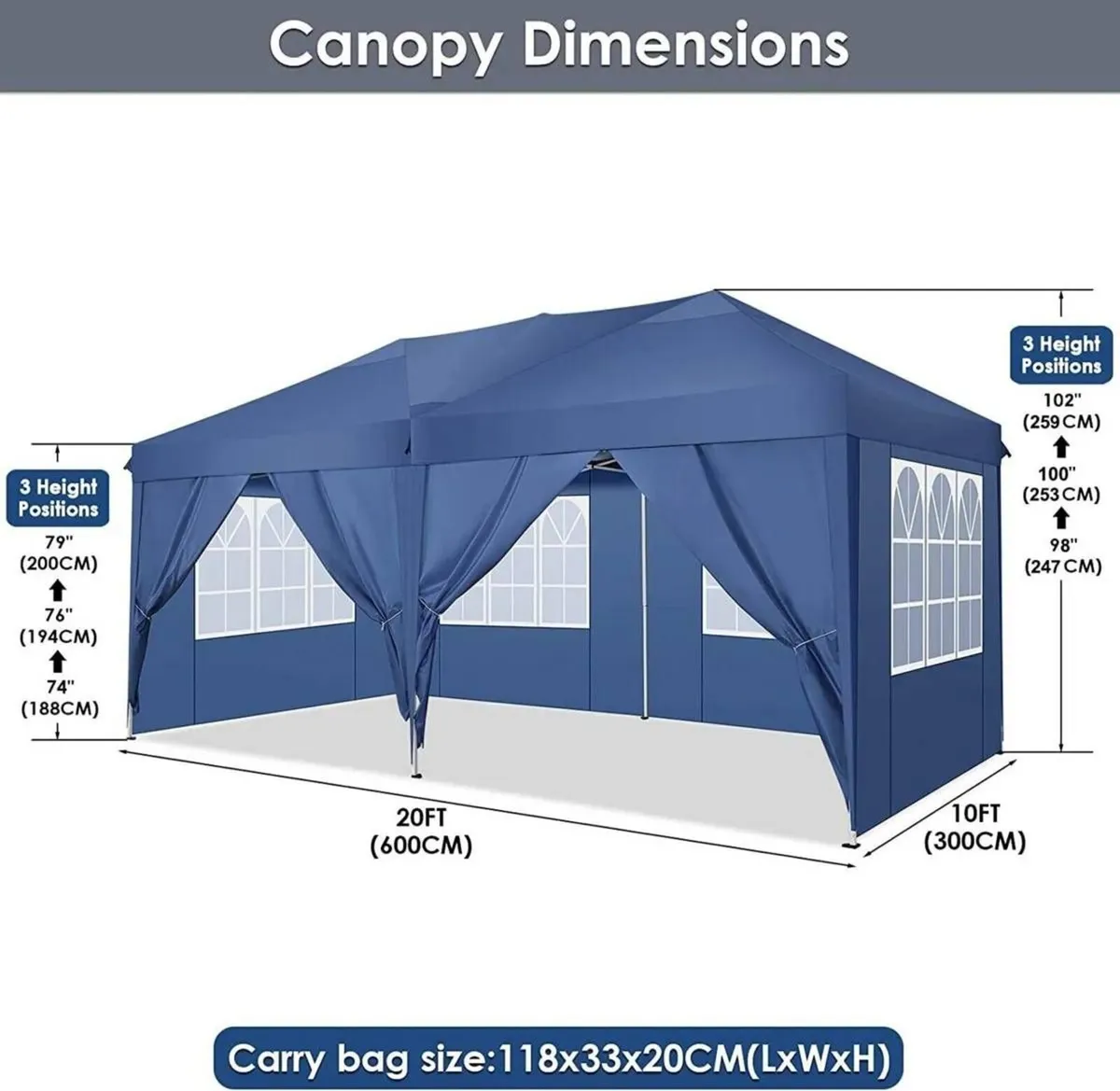 3x6m Folding Gazebo Tent Waterproof Garden - Image 2