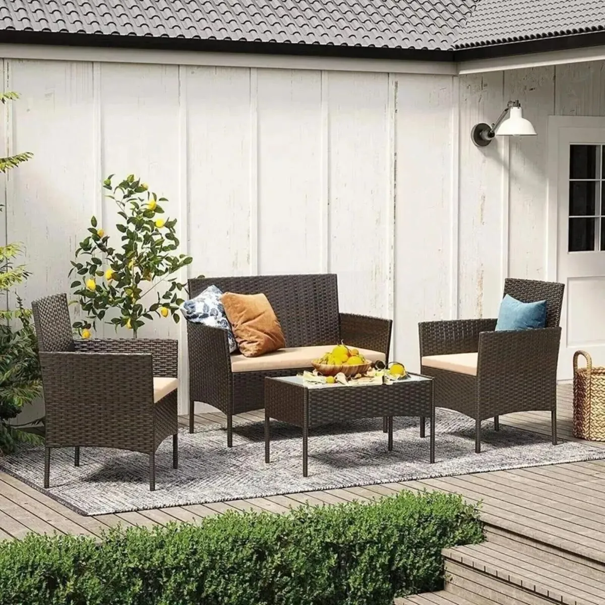 Rattan Outdoor Chair Set with Garden Table - Image 1