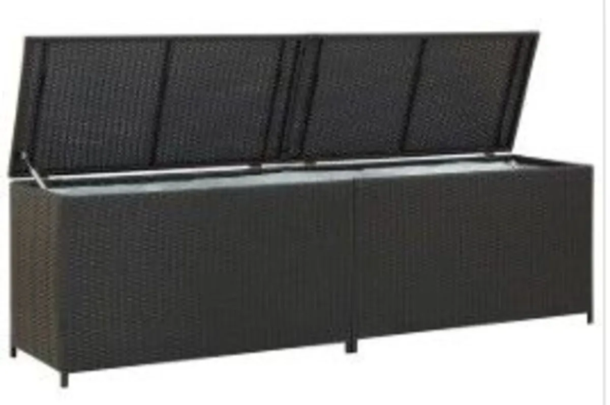 Garden Storage Box - Black Rattan - 200x50x60cm