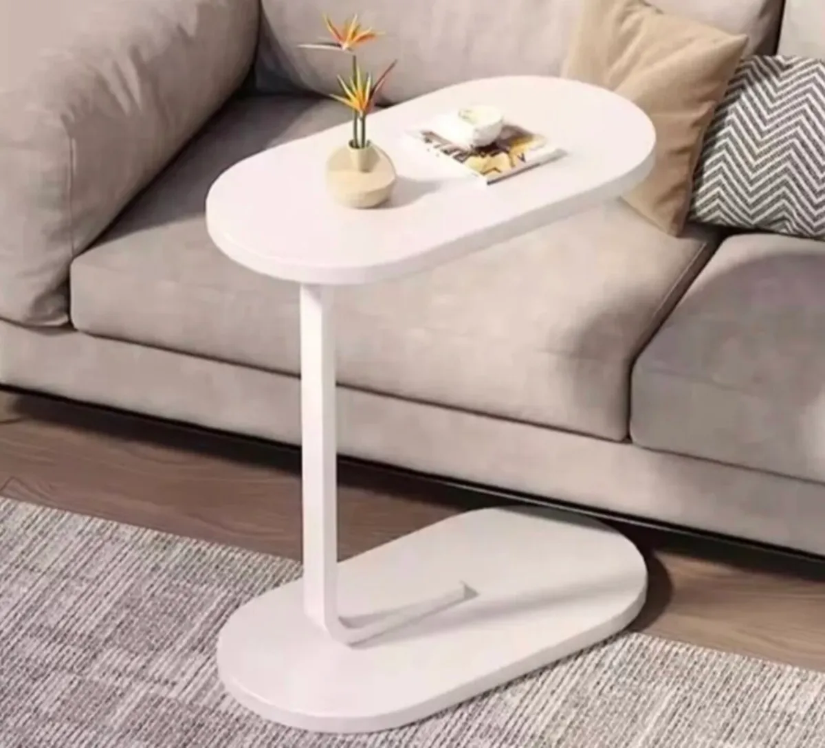 New C Shaped Sofa Side End Compact Coffee Table - Image 1