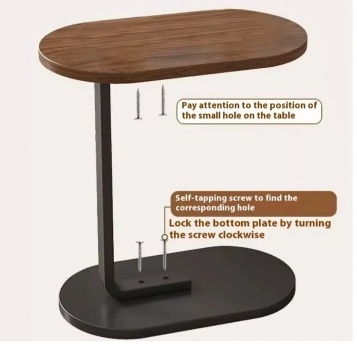New C Shaped Sofa Side End Compact Coffee Table - Image 3