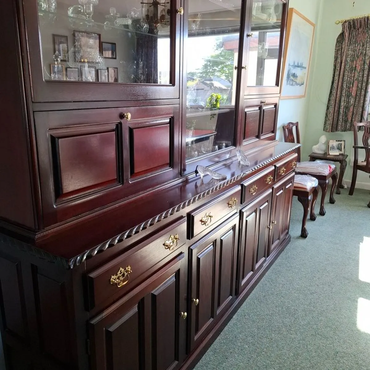 Dining Display Cabinet Carved Mahogany - Image 2