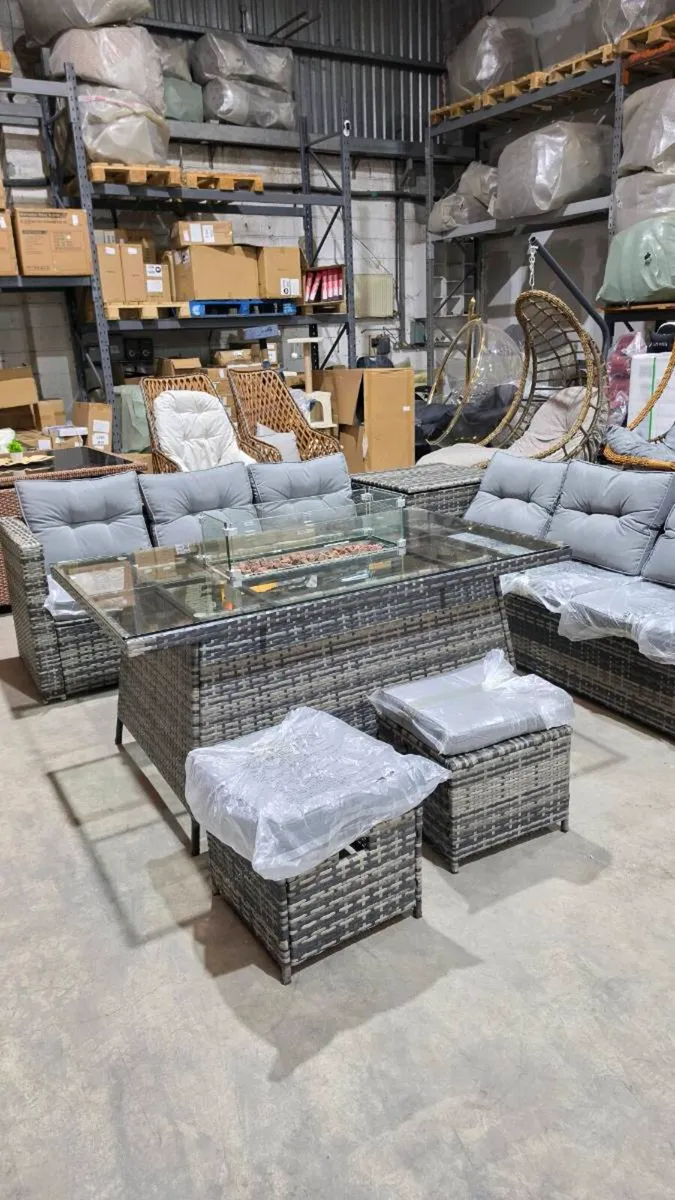 Corner garden furniture set with gas firepit table - Image 3