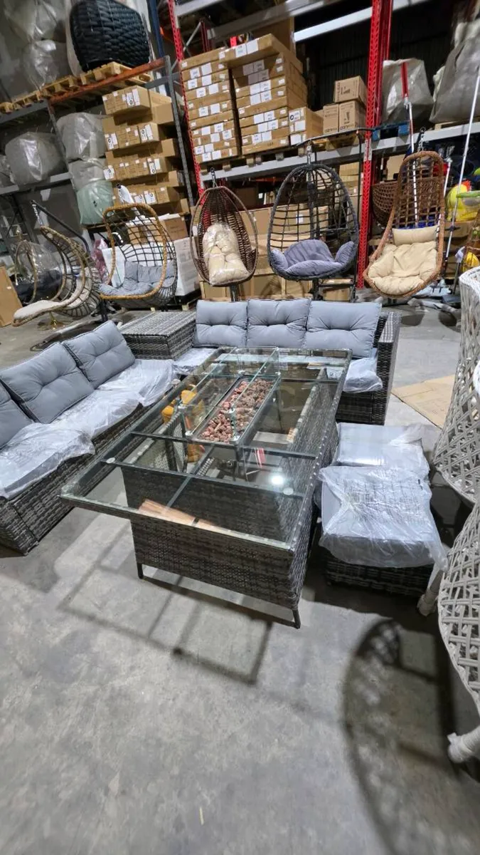 Corner garden furniture set with gas firepit table - Image 4
