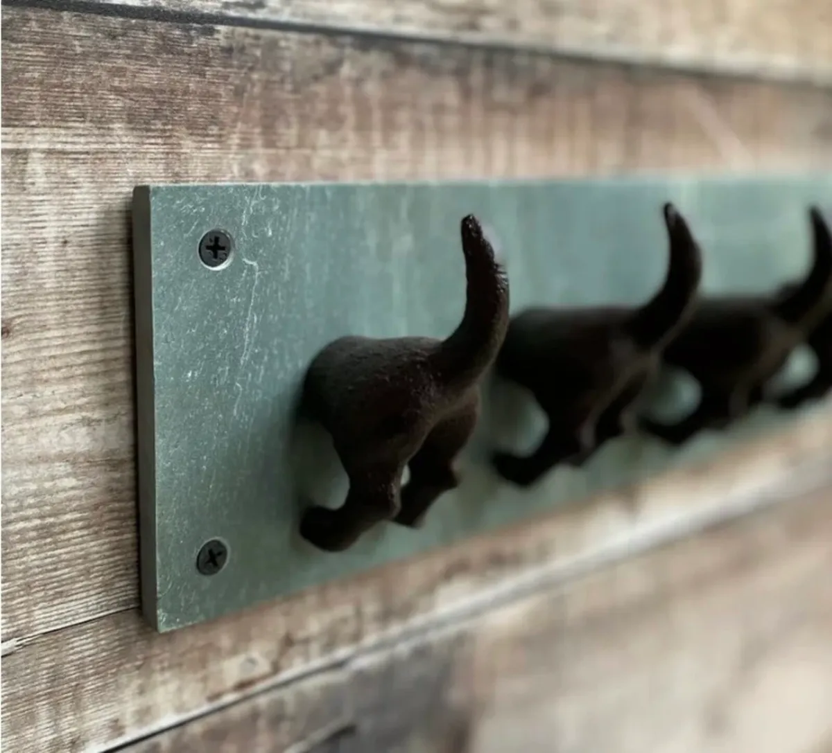 4 Dog Tails Coat Hooks Cast Iron & Slate NEW - Image 3
