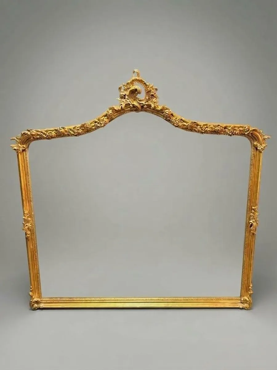 Large Gilt Wood Ornate Overmantle Mirror - Image 1