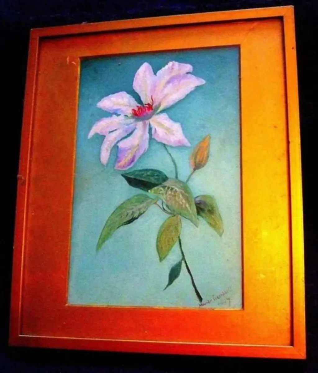 Antique Floral Watercolour Painting Signed/Dated - Image 2