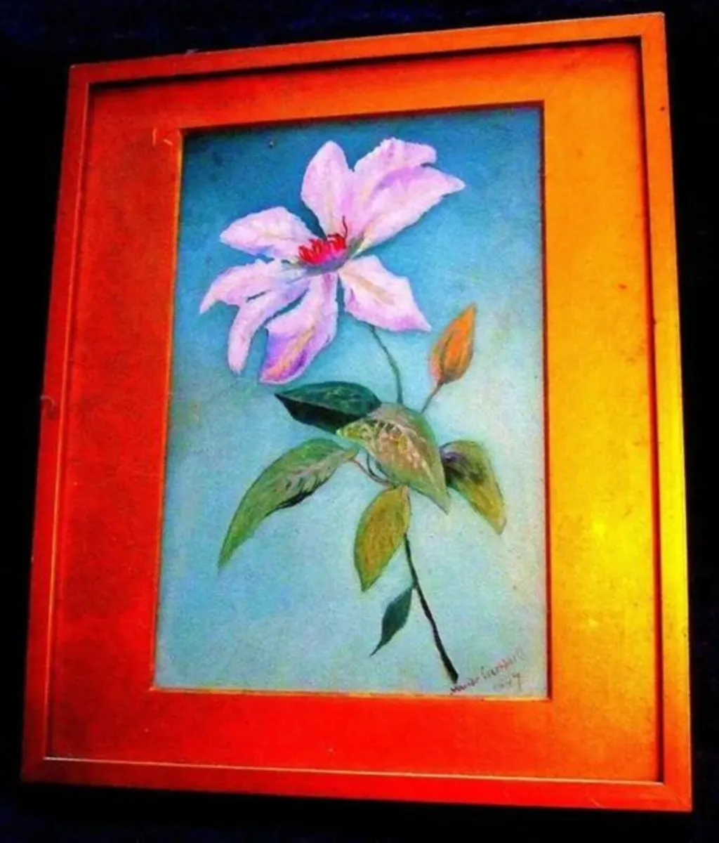 Antique Floral Watercolour Painting Signed/Dated - Image 1