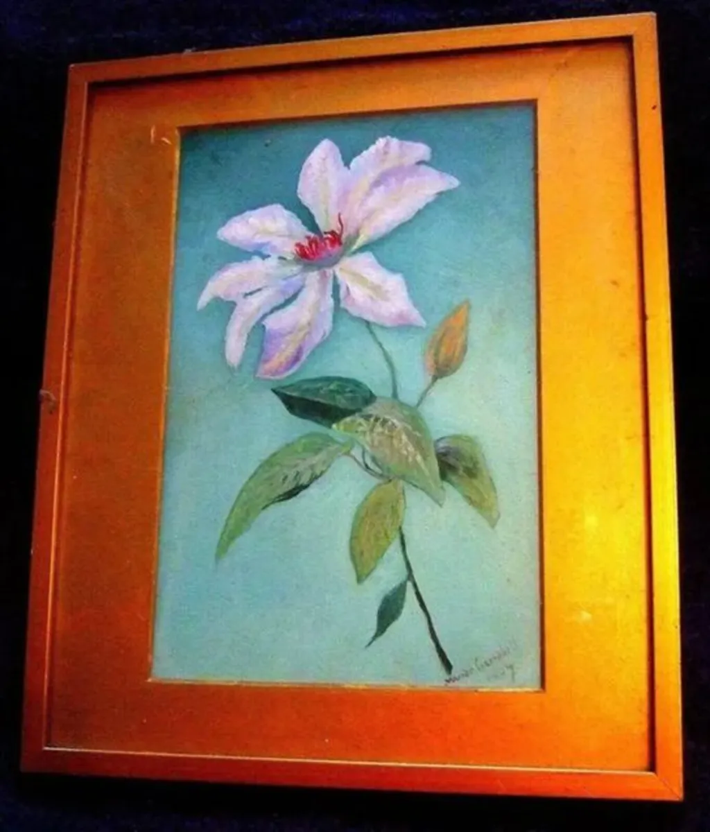 Antique Floral Watercolour Painting Signed/Dated - Image 3