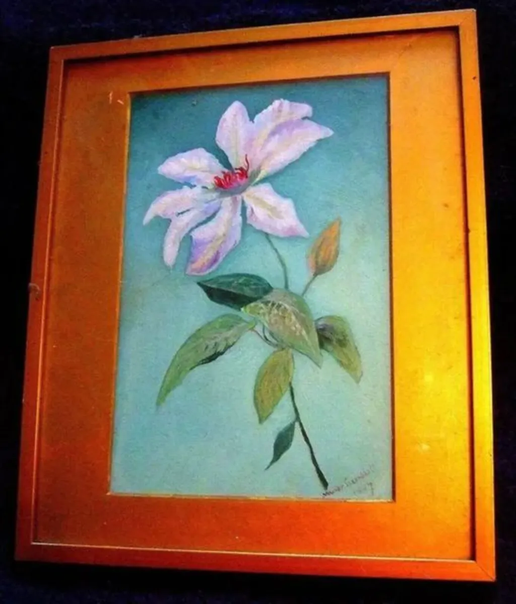 Antique Floral Watercolour Painting Signed/Dated - Image 4