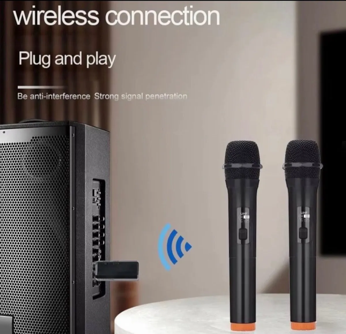 2x Wireless Microphones UHF Karaoke Rechargeable - Image 1