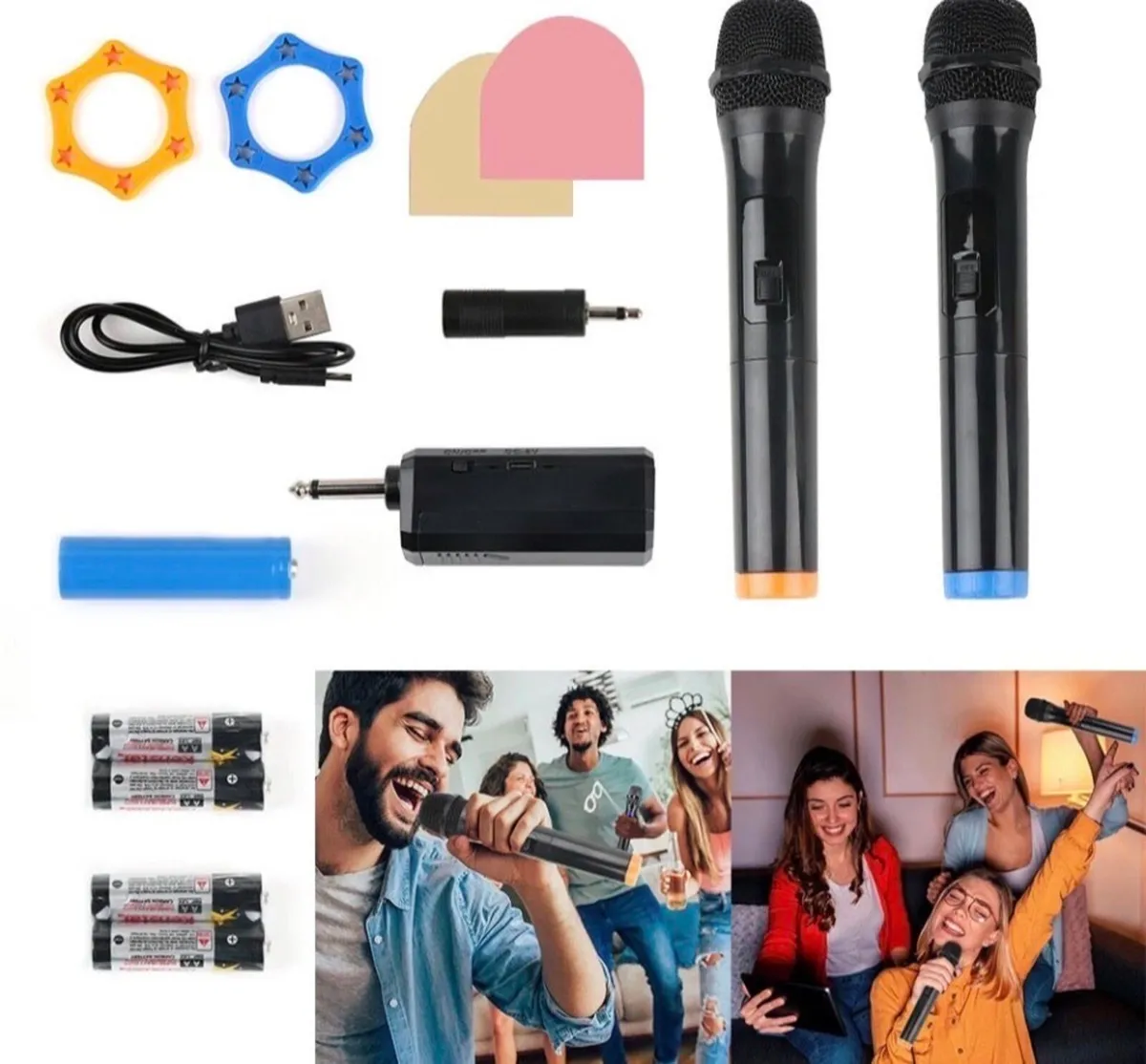 2x Wireless Microphones UHF Karaoke Rechargeable - Image 3