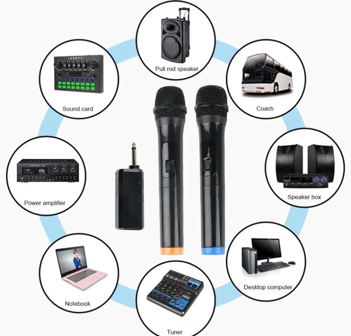 2x Wireless Microphones Karaoke UHF Rechargeable - Image 1