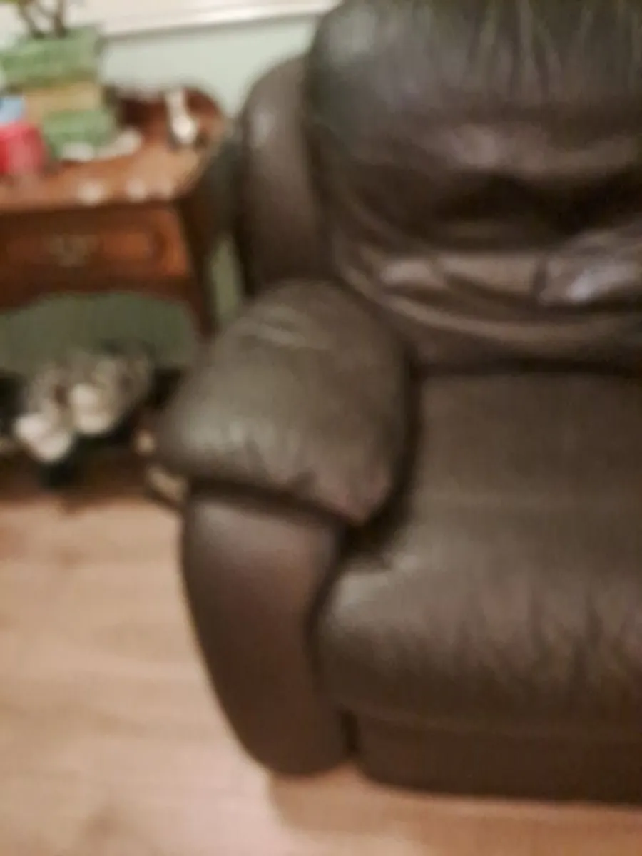 Brown Leather Reclining Armchair - Image 4