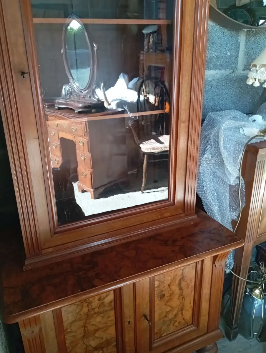 Antique burr walnut cabinet. - Image 1
