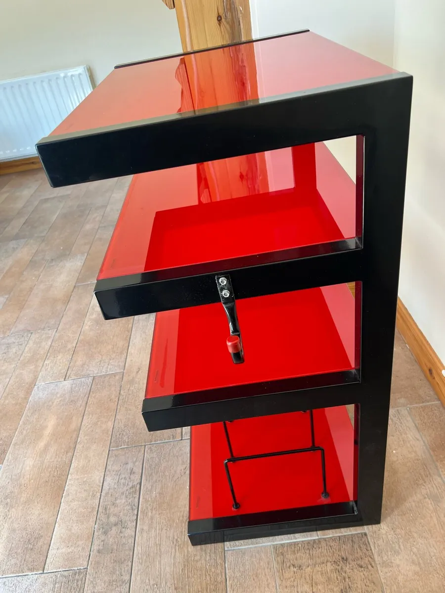 Hi Fi shelving rack (Norstone tempered glass. Red) - Image 2