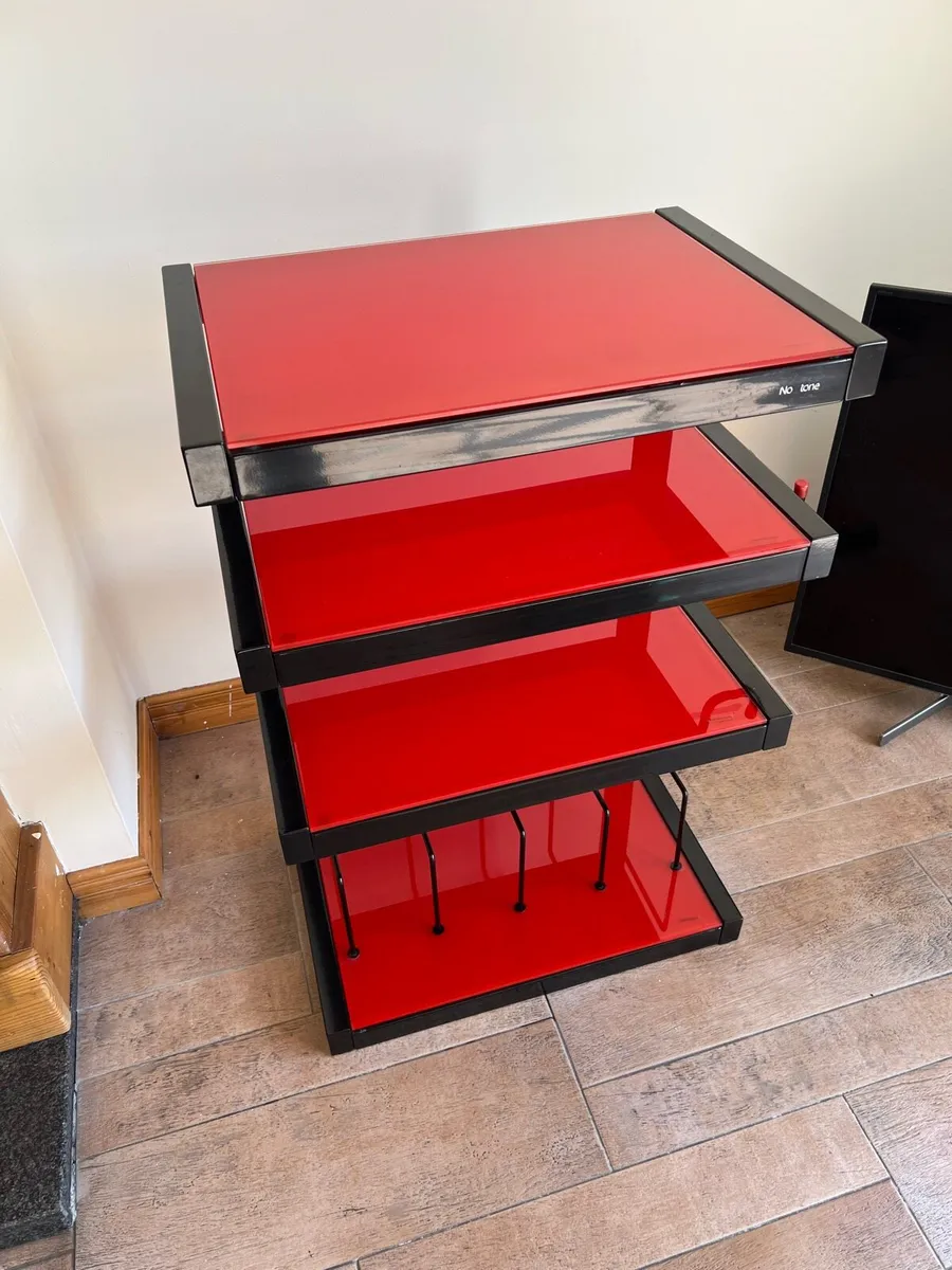 Hi Fi shelving rack (Norstone tempered glass. Red) - Image 1