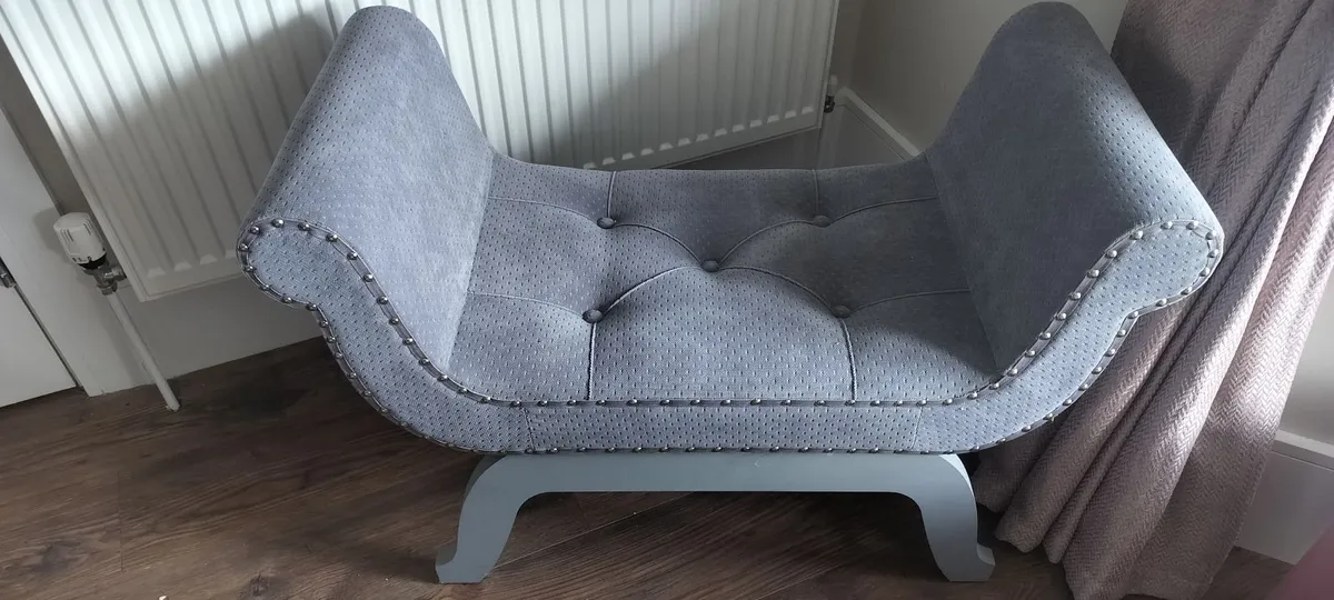 Smooth Velvet Like Grey Love Seat - Image 4