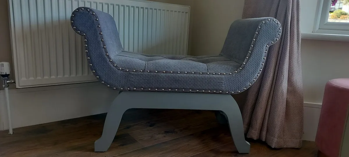Smooth Velvet Like Grey Love Seat - Image 1