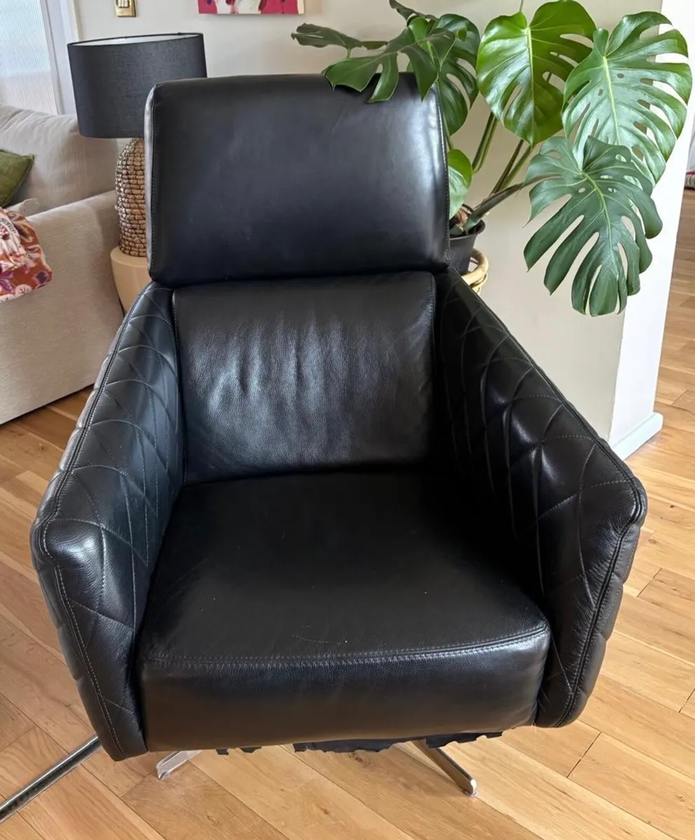 Mid Century Leather Swivel Chair - Image 3