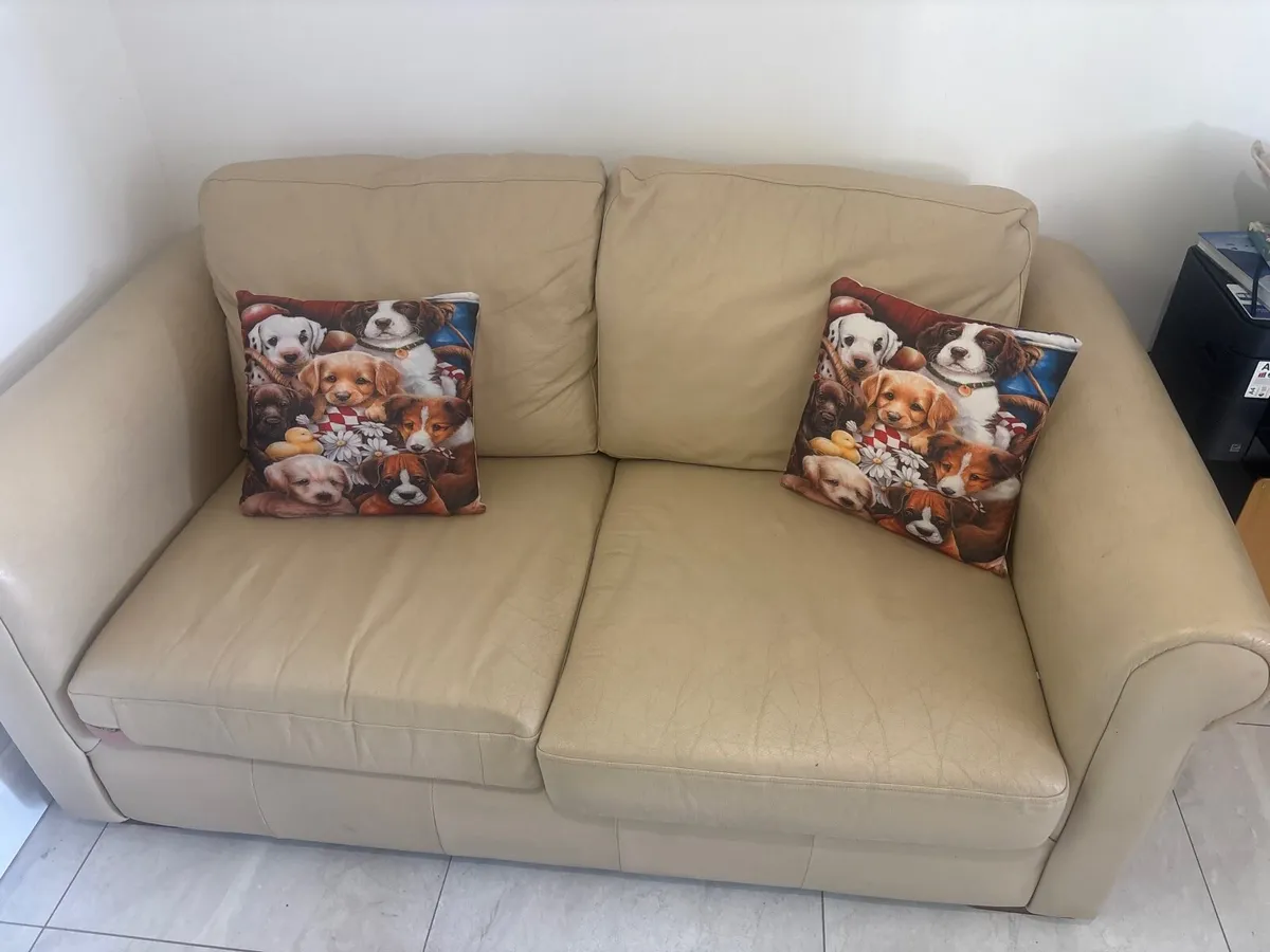 2 seater & 3 seater sofa bed  leather couch - Image 2