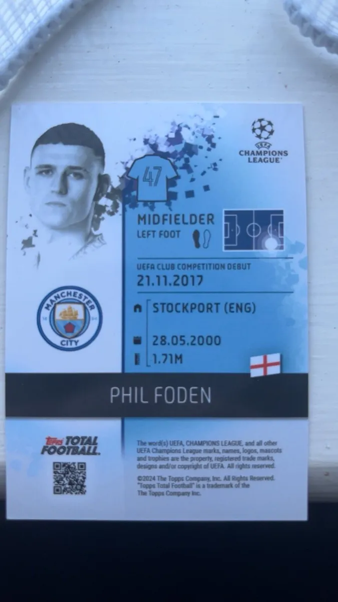 Phil Foden 2/25 Man City Topps Football Card - Image 2