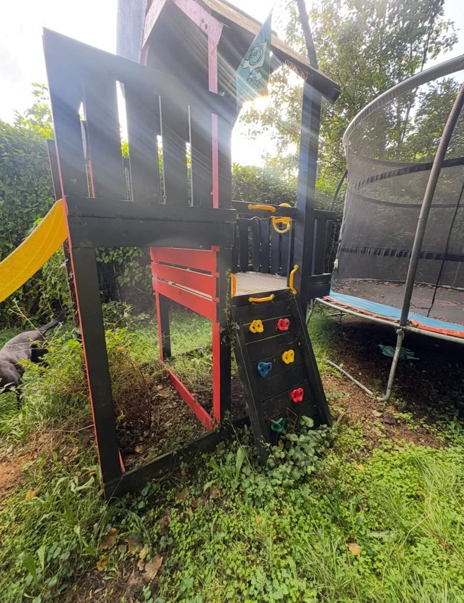 Jungle Cubby Wooden Climbing Frame with Slide - Image 2