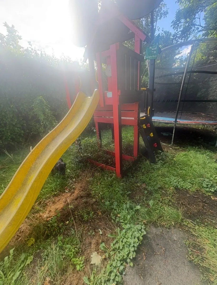Jungle Cubby Wooden Climbing Frame with Slide - Image 3