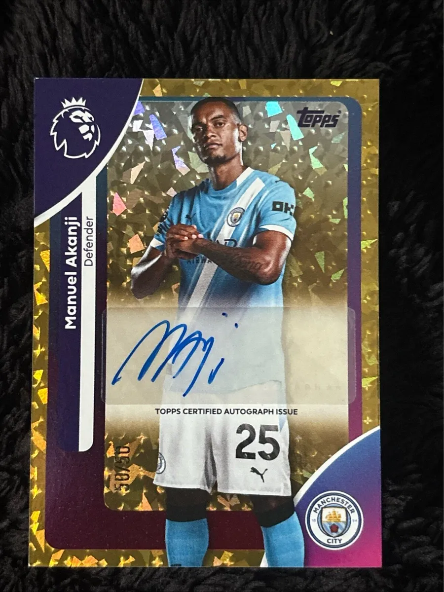 Manuel Akanji Gold Auto 50/50 Man City Topps Card - Image 1