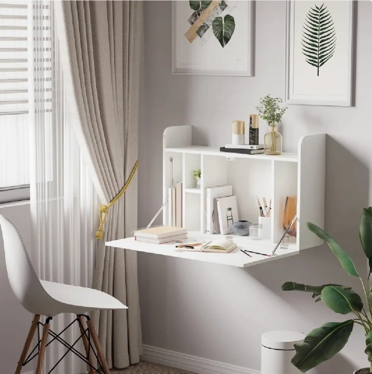 New Space Saving Compact Desk with Shelving - Image 1
