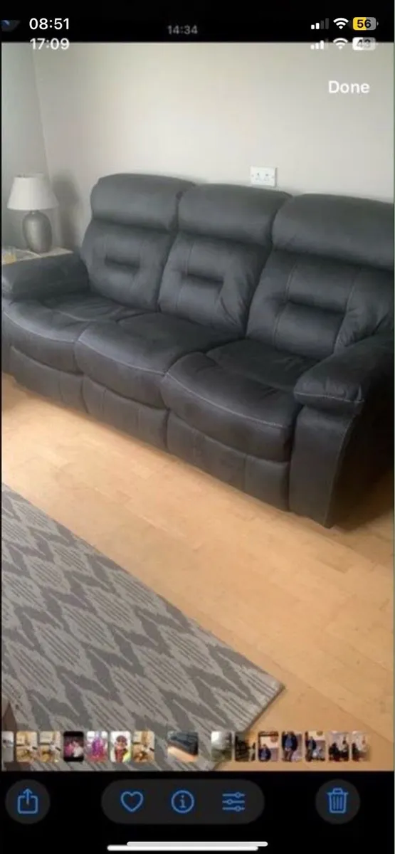 3 Seater Grey Recliner Couch - Image 1