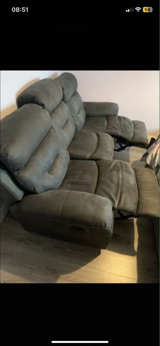3 Seater Grey Recliner Couch - Image 2