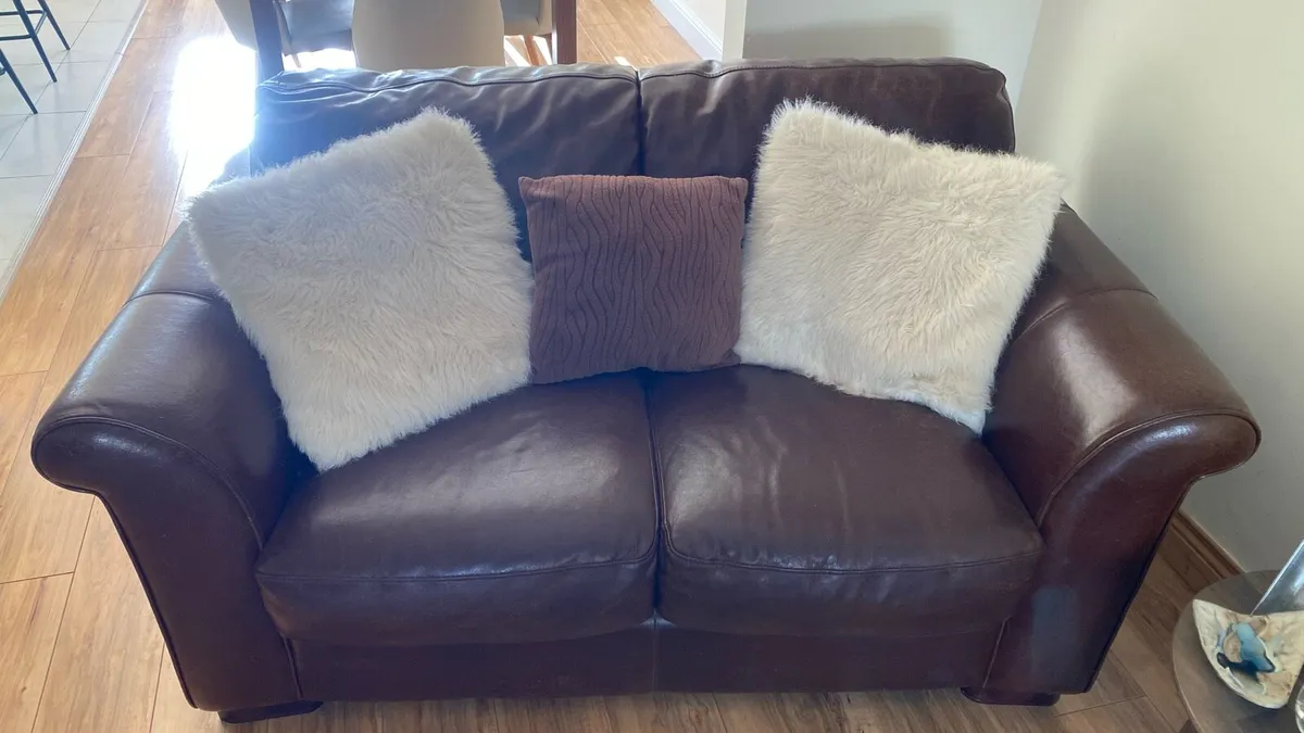 Brown Leather 3 piece suite - Image 2