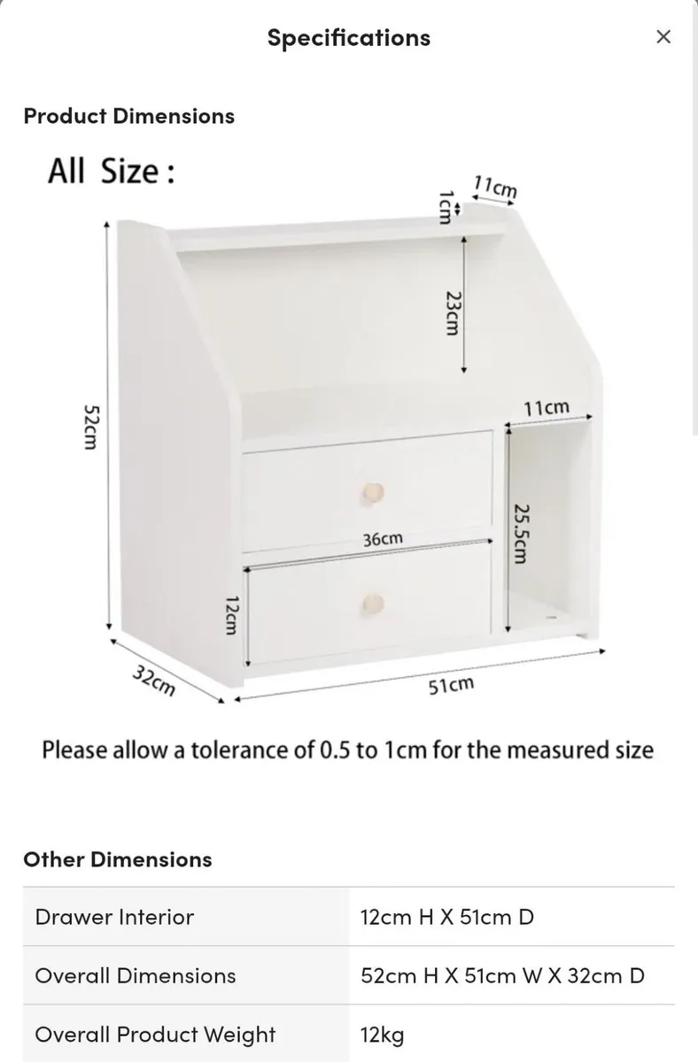 Bedside Table / Nightstand with Drawers - Image 4