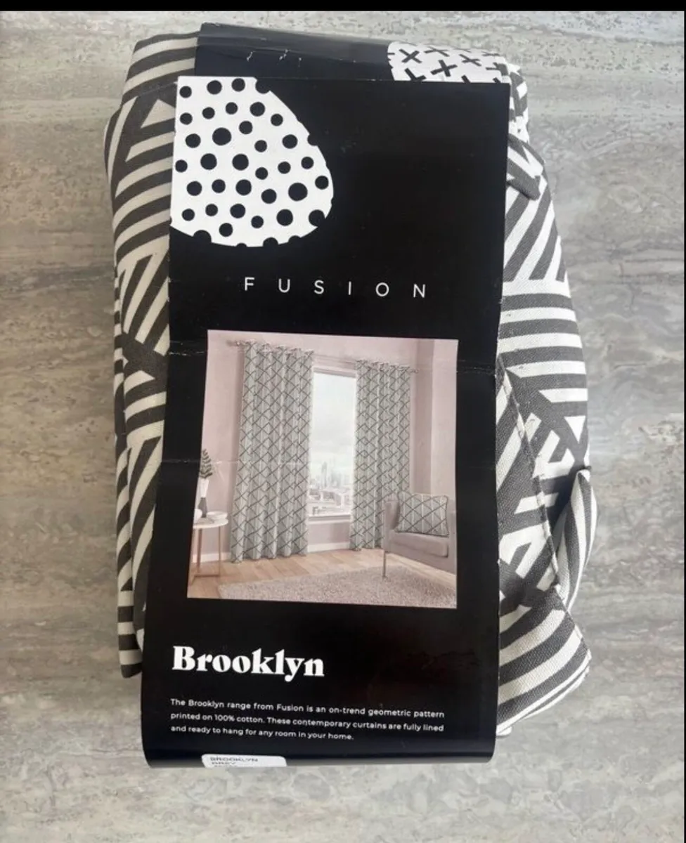 New Fusion Grey 100% Cotton Curtains - Image 1