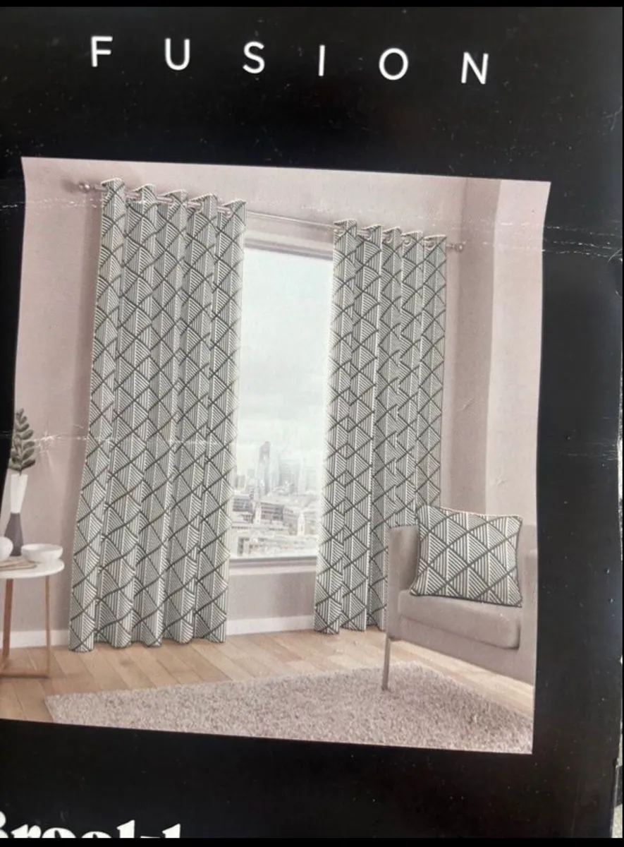 New Fusion Grey 100% Cotton Curtains - Image 3