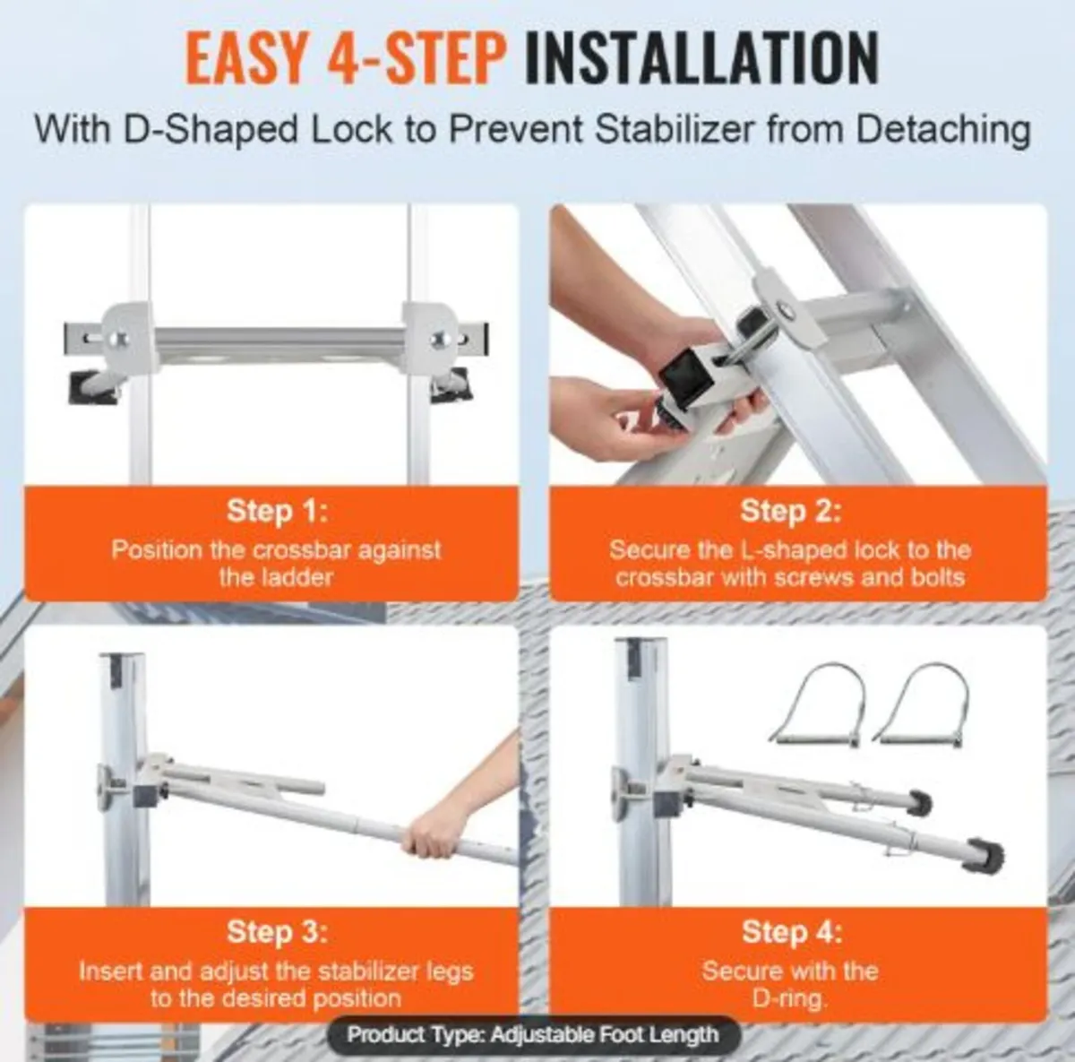 Ladder Stabilizer,Adjustable Feet Extension Ladder - Image 4