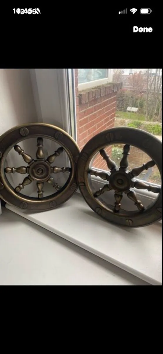 Vintage Brass Effect Steering Wheel Set - Image 1