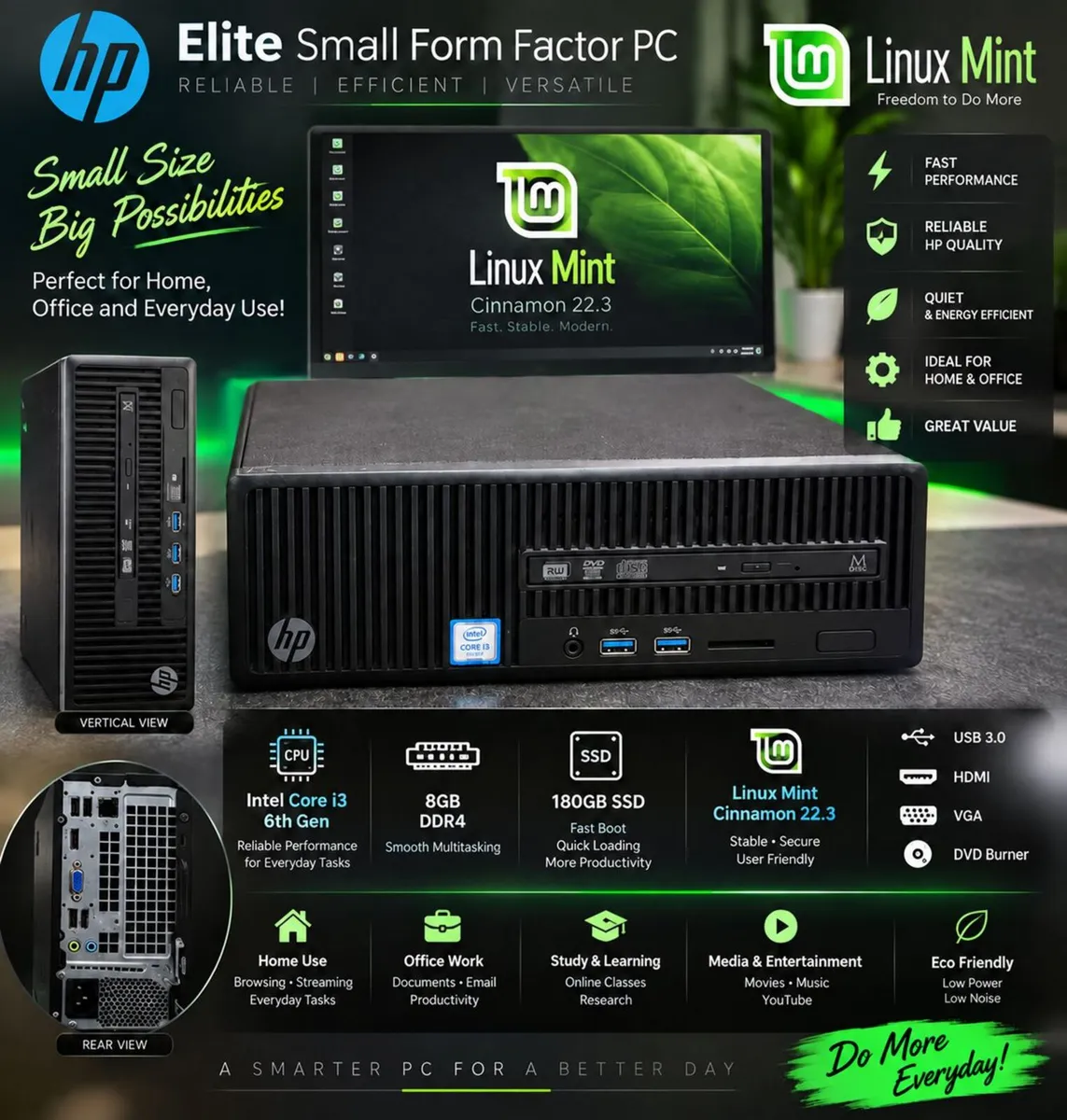 HP i3-6th Gen Linux Mint Micro PC - Image 1