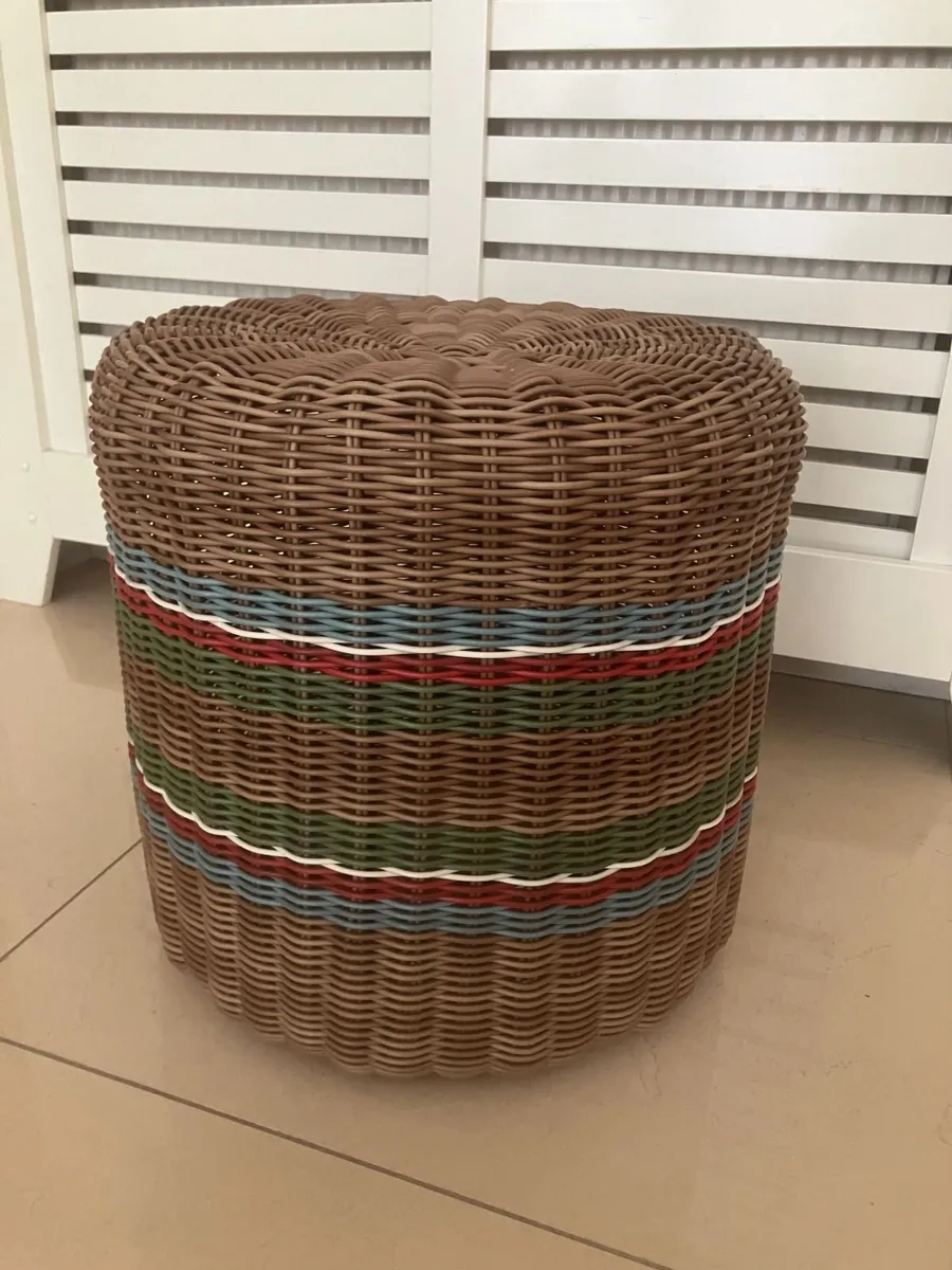 Woven Wicker Stool - Image 1