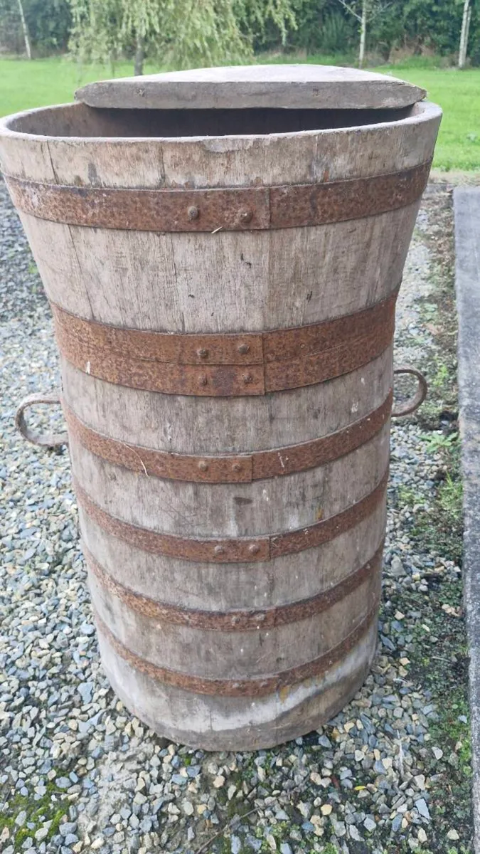 Vintage Rustic Wooden Barrel / Grain Tub - Image 1