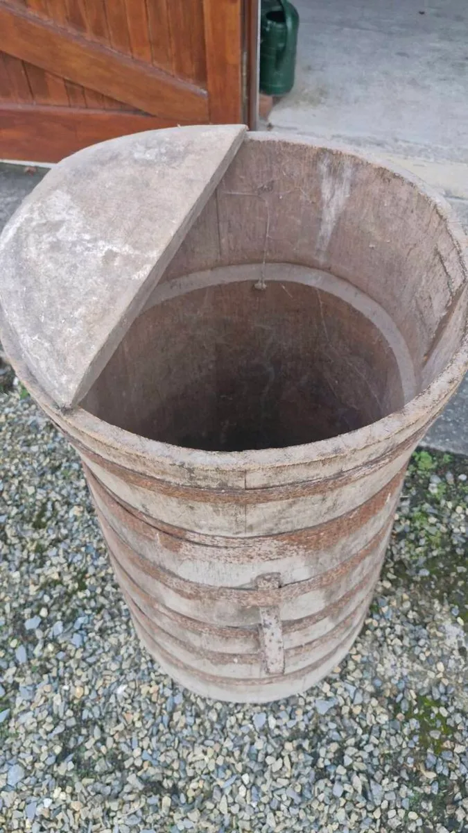 Vintage Rustic Wooden Barrel / Grain Tub - Image 2