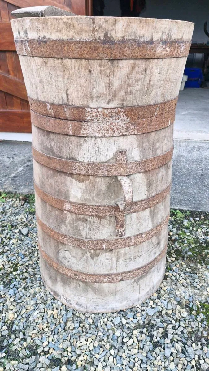 Vintage Rustic Wooden Barrel / Grain Tub - Image 3